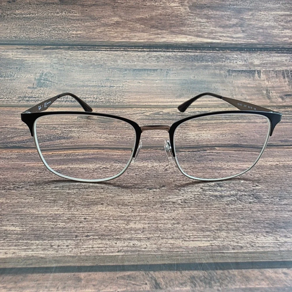 Ray-Ban RB 6421 2997 Matte Black Silver Square Eyeglasses 54-18-145 FRAMES ONLY